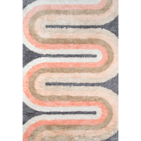 Retro Pink Wave Multicolor Rectangular: 7 Ft. 6 In. x 9 Ft. 6 In. Rug, image 1