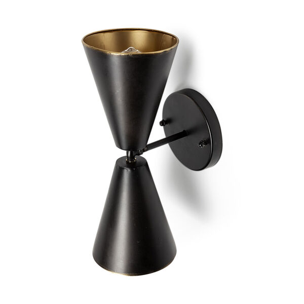 Eris II Black and Gold Two-Light Wall Sconce, image 1