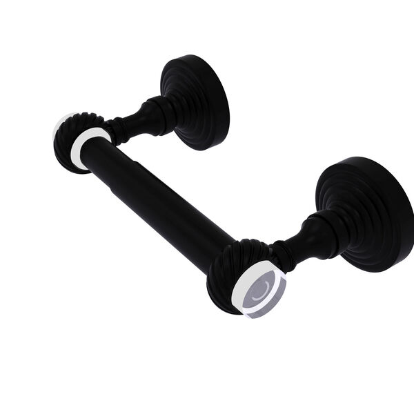 Pacific Grove Matte Black Two-Inch Two Post Toilet Paper Holder with Twisted Accents, image 1