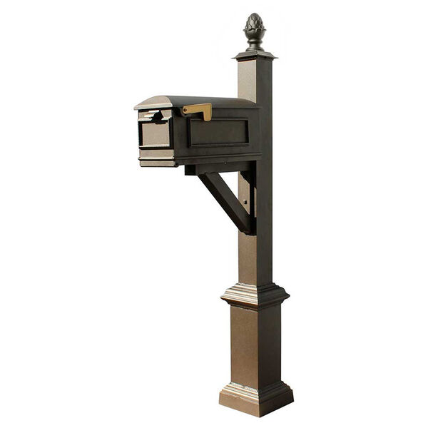 Westhaven Bronze 56-Inch Square Base and Pineapple Finial Mounted Mailbox Post, image 1