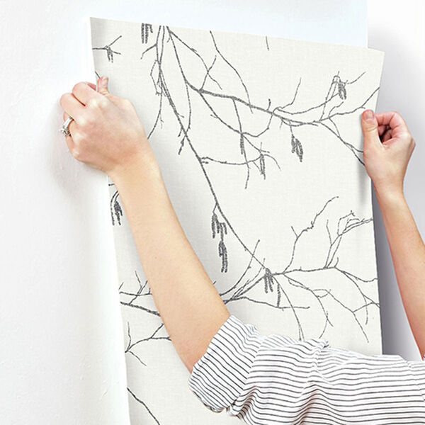 Norlander White and Off White Winter Branches Wallpaper - SAMPLE SWATCH ONLY, image 3