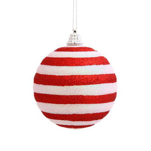 Candy Cane Assorted Shape Ball Ornament 80mm 4/Box, image 1