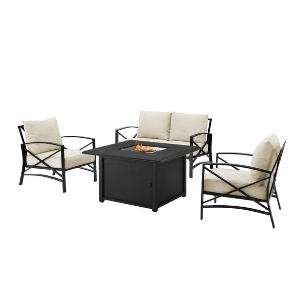 Kaplan Oatmeal and Oil Rubbed Bronze Outdoor Conversation Set with Fire Table, 4 Piece, image 5