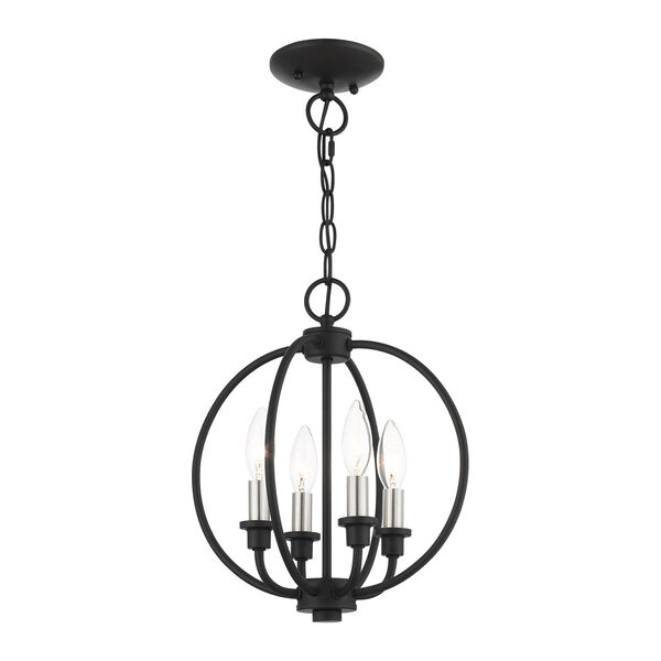 Milania Black and Brushed Nickel Four-Light Convertible Chandelier, image 3