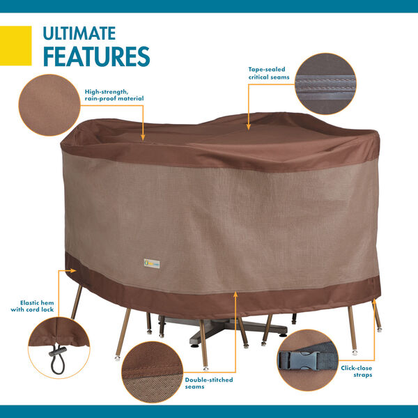 Ultimate Mocha Cappuccino 56-Inch Round Patio Table and Chair Set Cover, image 3