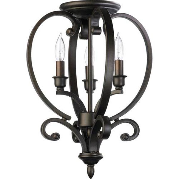 Bryant Three-Light Oiled Bronze with Antique Gold Convertible Semi-Flush, image 1