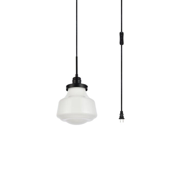 Lye Black and Frosted White One-Light Plug-In Pendant, image 3