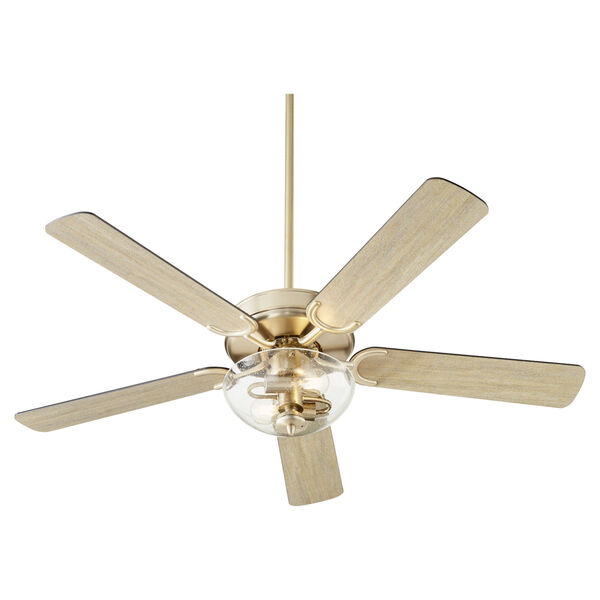 Virtue Aged Brass Two-Light 52-Inch Ceiling Fan with Clear Seeded Glass Bowl, image 3