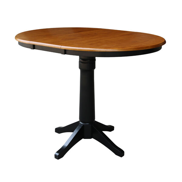 Black and Cherry 36-Inch Round Counter Height Extension Dining Table with Four Counter Stool, Five Piece, image 3