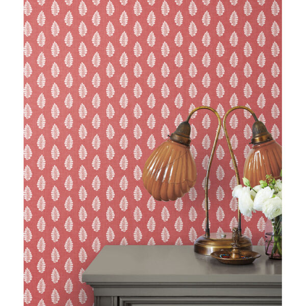 Grandmillennial Red Leaf Pendant Pre Pasted Wallpaper - SAMPLE SWATCH ONLY, image 6