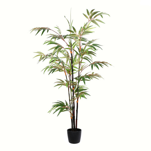 Green 48-Inch Japanese Bamboo Tree with Black Pot, image 1