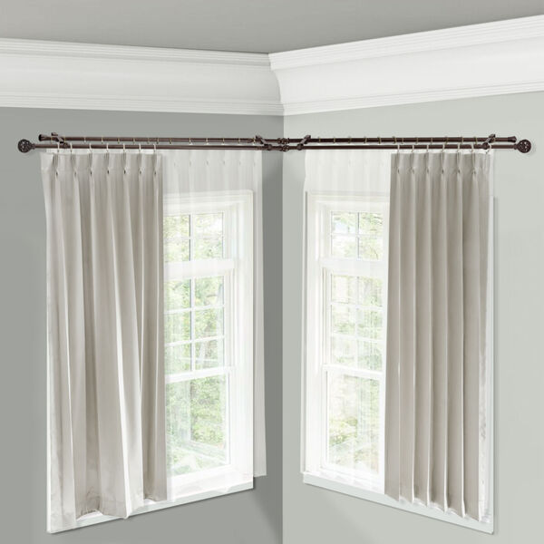 Leanette Cocoa 48-Inch Corner Window Double Curtain Rod, image 2