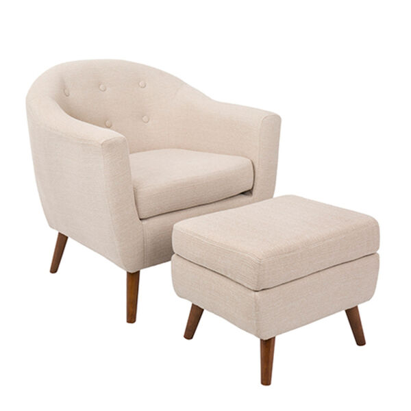 Rockwell Beige Chair with Ottoman, image 1