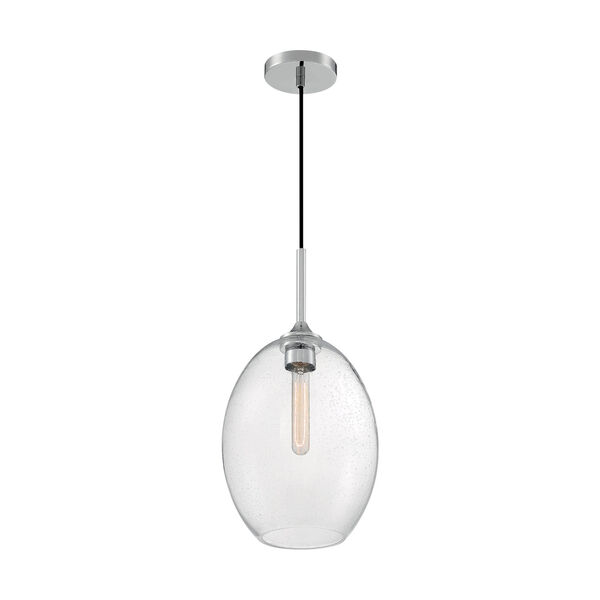 Aria Polished Nickel 19-Inch One-Light Pendant with Clear Seeded Glass, image 1