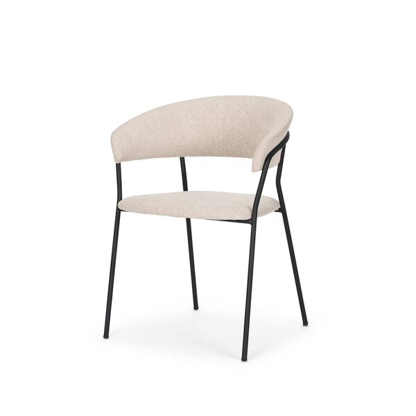 Carolyn Oatmeal Fabric and Matte Black Metal Dining Chair, image 1
