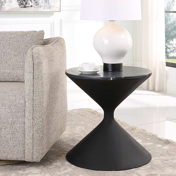 Times Up Matte Black Hourglass Shaped Side Table, image 2