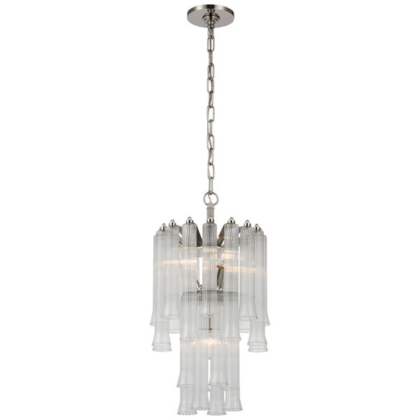 Lorelei Petite Waterfall Chandelier in Polished Nickel with Clear Glass by Julie Neill, image 1