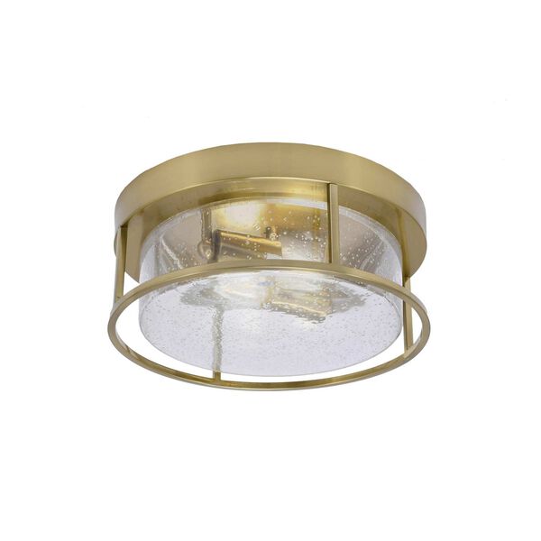 New Age Brass Two-Light Flush Mount with Clear Bubble Glass, image 1