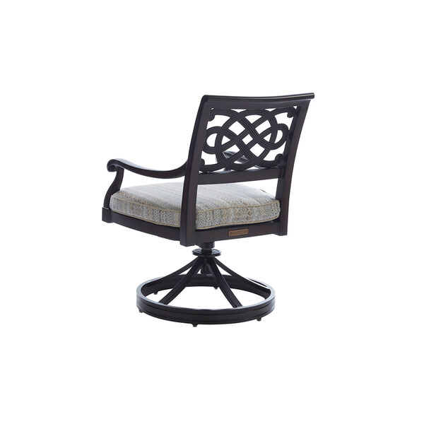 Royal Kahala Black Sands Dark Brown and Beige Swivel Rocker Dining Chair, image 2
