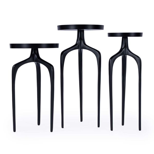 Emilie Black Outdoor Scatter Table, Set of Three, image 3