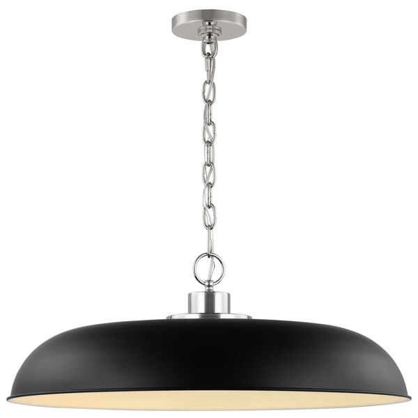 Colony Matte Black and Polished Nickel 24-Inch One-Light Pendant, image 1