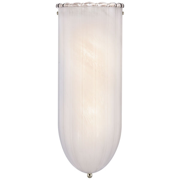 Rosehill Linear Wall Light in Polished Nickel with White Strie Glass by AERIN, image 1