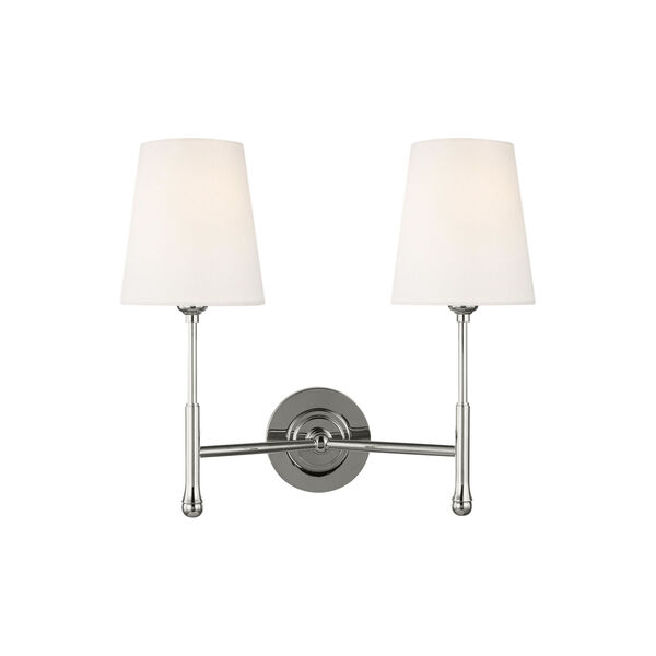 Capri Polished Nickel 16-Inch Two-Light Wall Sconce, image 1