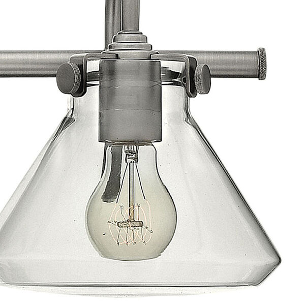 Congress Antique Nickel 29.5-Inch Three Light Bath Fixture with Clear Pyramid Glass, image 3