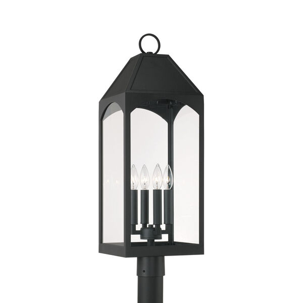 Burton Black Outdoor Four-Light Post Lantern with Clear Glass, image 1