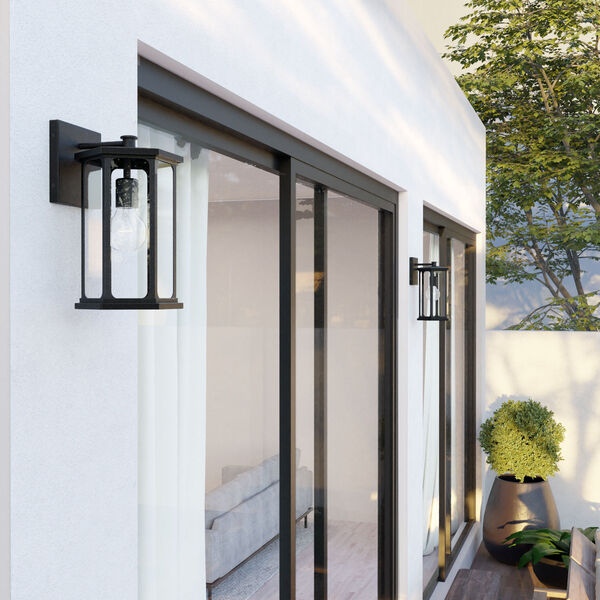 Walton Black Outdoor One-Light Wall Lantern with Clear Glass, image 2