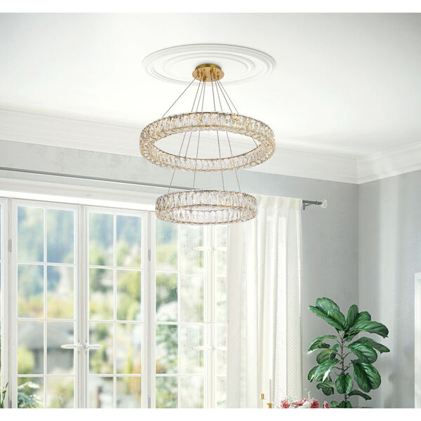 Monroe Gold 28-Inch Integrated LED Double Ring Chandelier, image 2