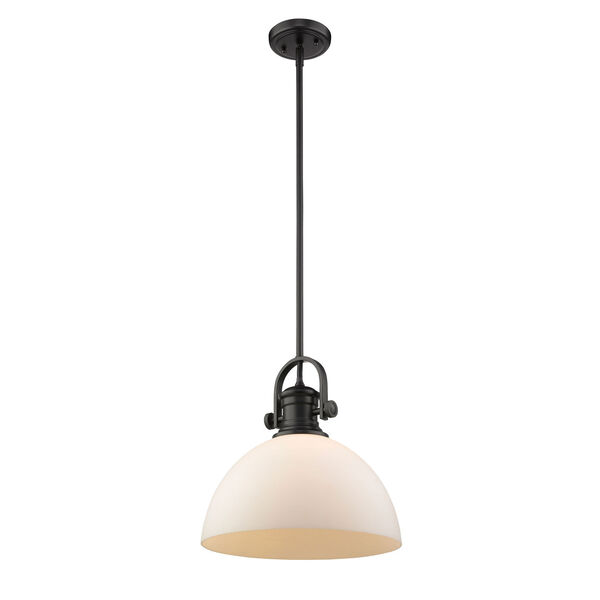 Afton Black 14-Inch One-Light Pendant with Opal Glass, image 3