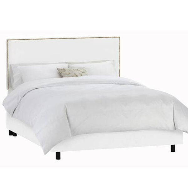 Queen Nail Button Border Bed in Premier White, image 1