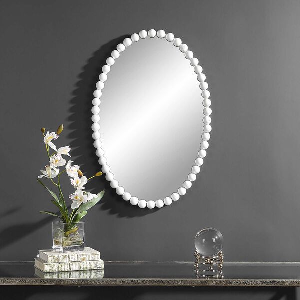 Serna Matte White Oval Wall Mirror, image 1