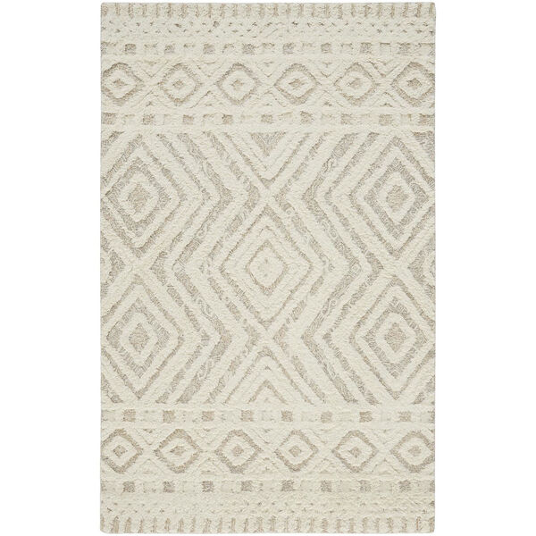 Anica Moroccan Wool Ivory Tan Rectangular: 4 Ft. x 6 Ft. Area Rug, image 1