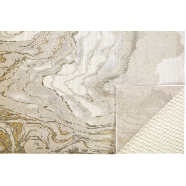 Waldor Absrtract Marble Print Gold Ivory Area Rug, image 4
