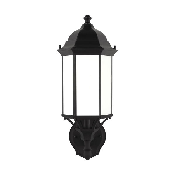 Sevier Black One-Light Outdoor Uplight Wall Sconce with Satin Etched Shade, image 1