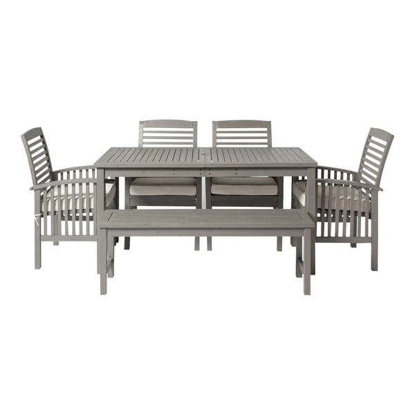Gray Wash 32-Inch Six-Piece Simple Outdoor Dining Set, image 3