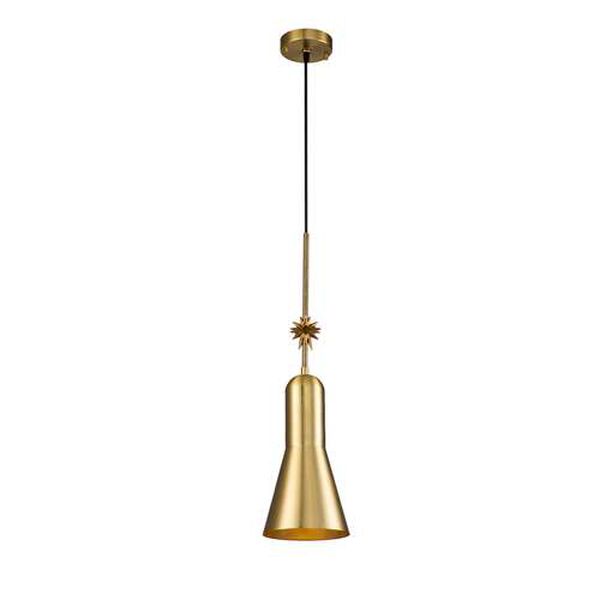 Etoile Aged Brass One-Light Mini Pendant with Star, image 1
