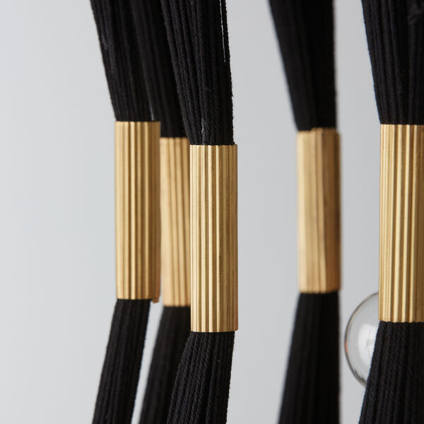 Bianca Black Rope and Patinaed Brass Four-Light Pinch Pleat Gathered Tapered String Foyer, image 4