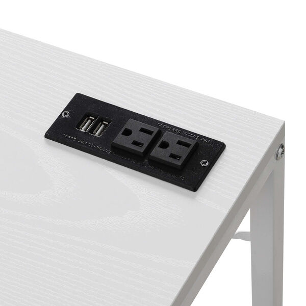 Designs2Go White Office Workstation with Charging Station and Shelves, image 4