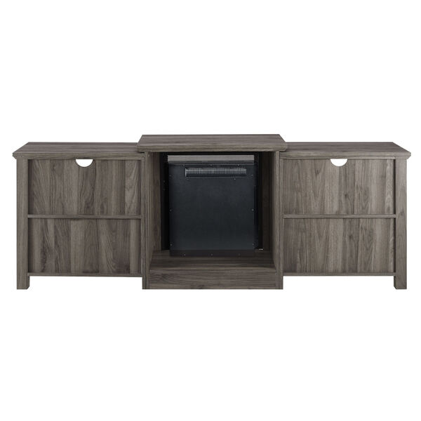 Slate Gray 70-Inch Tiered Top Open Shelf Fireplace TV Console, image 3