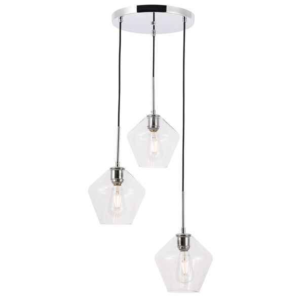 Gene Chrome 18-Inch Three-Light Pendant with Clear Glass, image 1