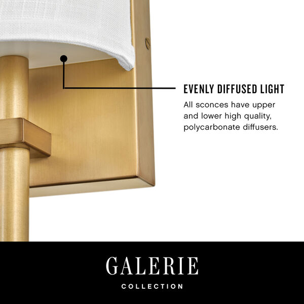Avenue Heritage Brass One-Light LED Wall Sconce with Heathered Gray Slub Shade, image 2