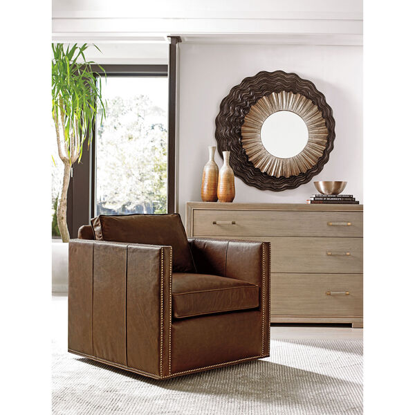 Shadow Play Brown Hinsdale Leather Swivel Chair, image 3