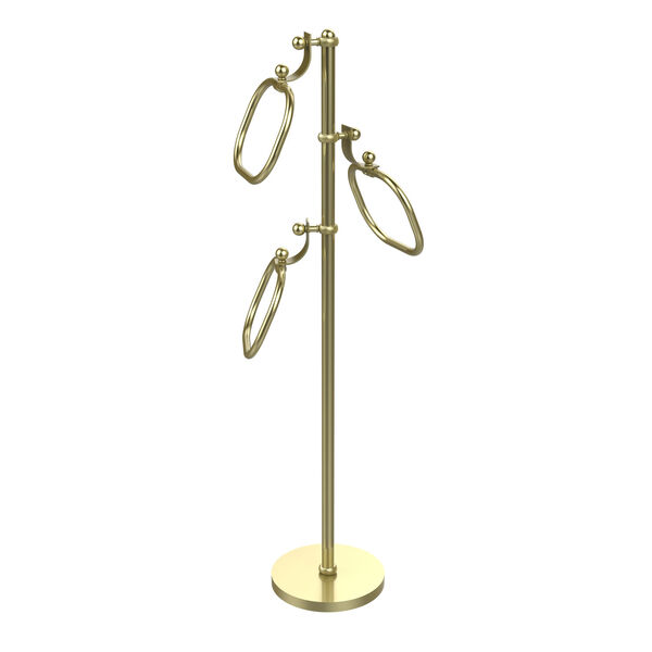 Towel Stand with 9 Inch Oval Towel Rings, Satin Brass, image 1