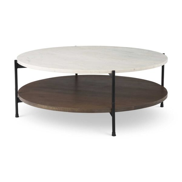 Larkin Whit Round Two-Tier Marble Top Coffee Table, image 1