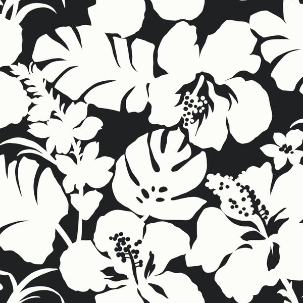 Waters Edge Black Hibiscus Arboretum Pre Pasted Wallpaper - SAMPLE SWATCH ONLY, image 2