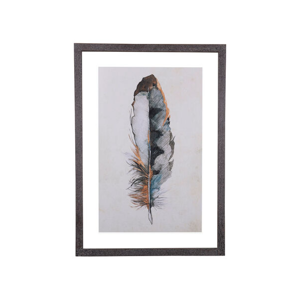 Collected Notions Blue Wood Framed Wall Decor with Feathers - Set of 2, image 5