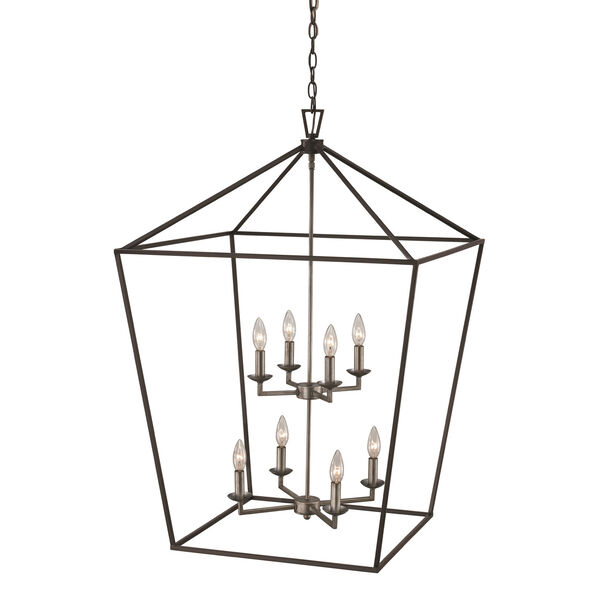 Lacey Polished Chrome and Black 26-Inch Eight-Light Pendant, image 1